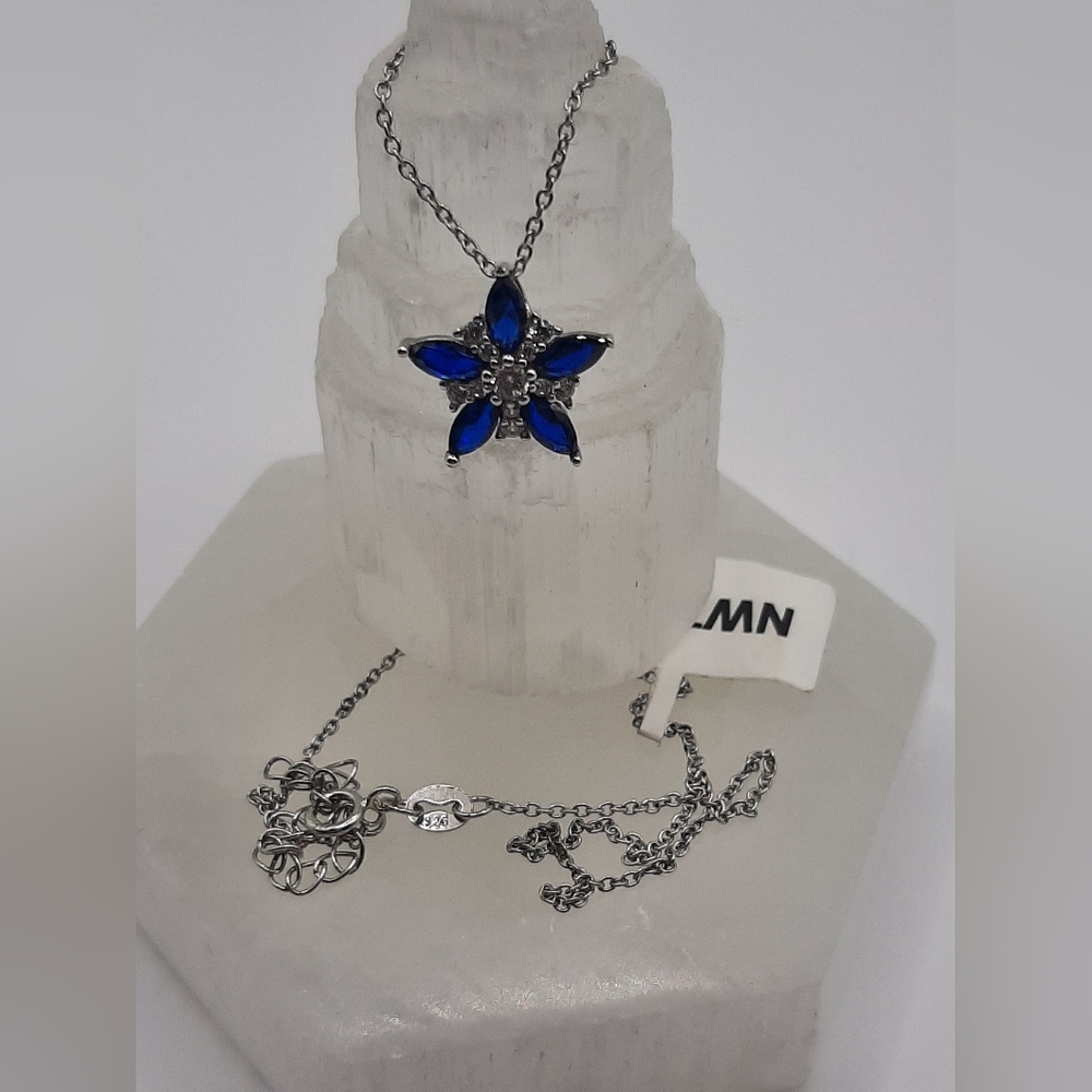 N6 Sterling Silver Blue Snowflake Necklace- Charmed Aroma
